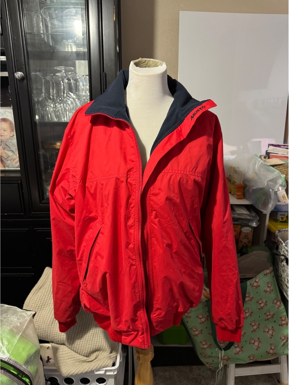 Musto Snugs Ocean Engineered Jacket Mens M Red Navy Fleece Lined Sailing